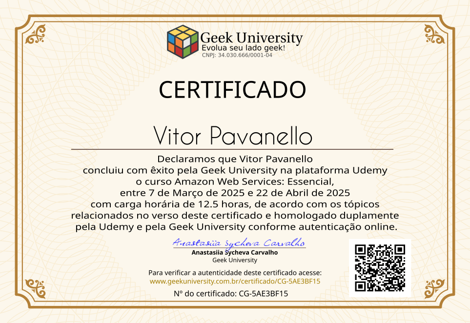 Certificado Geek University