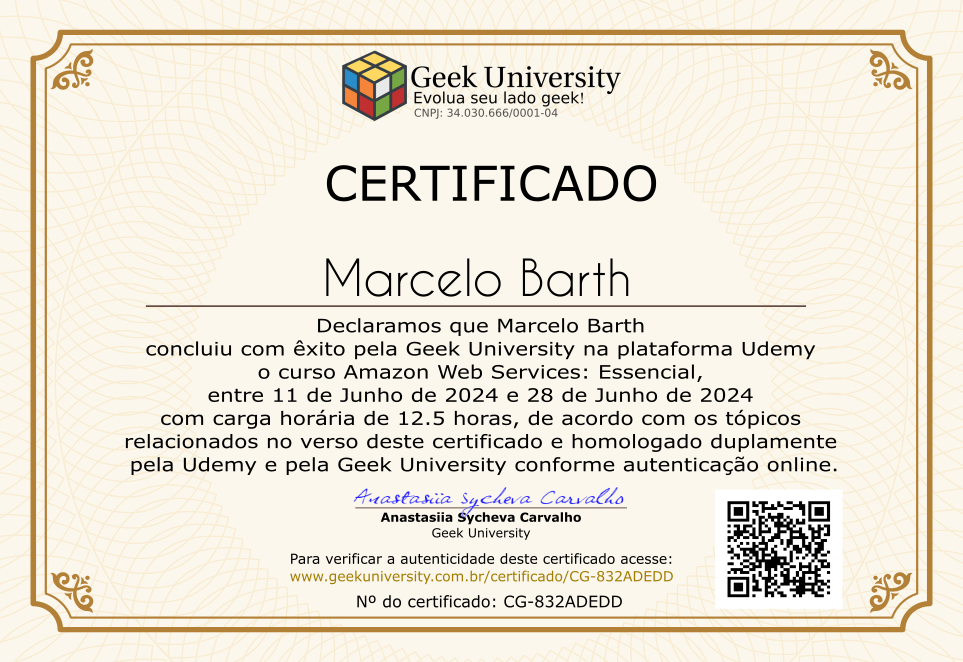 Certificado Geek University