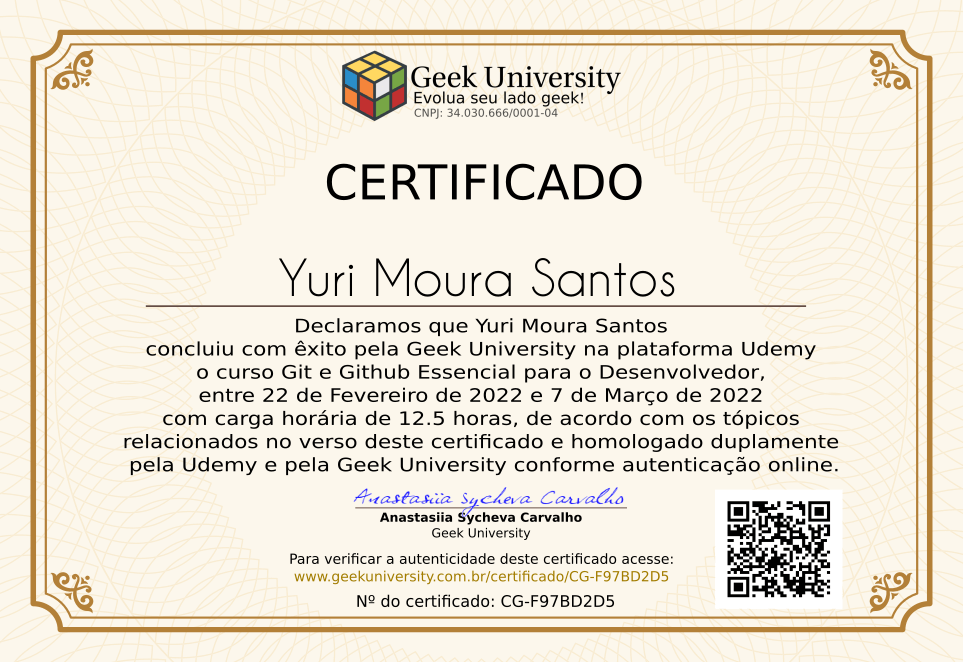 Certificado Geek University